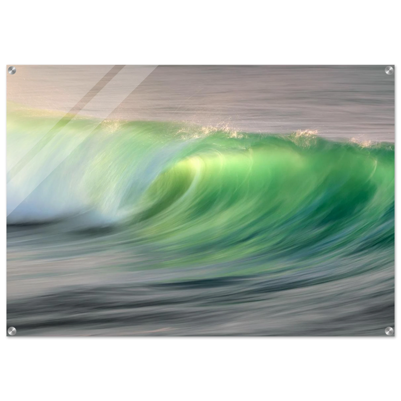 Emerald Wave Abstract Acrylic Print: Dynamic Ocean Art for Modern Spaces