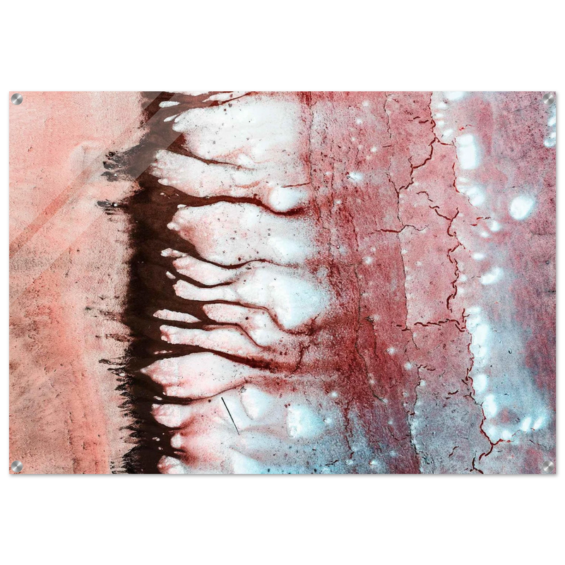 Abstract Earth Tones Acrylic Print: Modern Art with Organic Flow in Vibrant Red, White, and Deep Hues