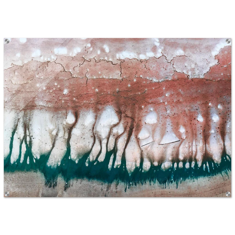 Abstract Earth Tones & Teal Flow Acrylic Print – Dynamic Modern Wall Art for Luxury Decor